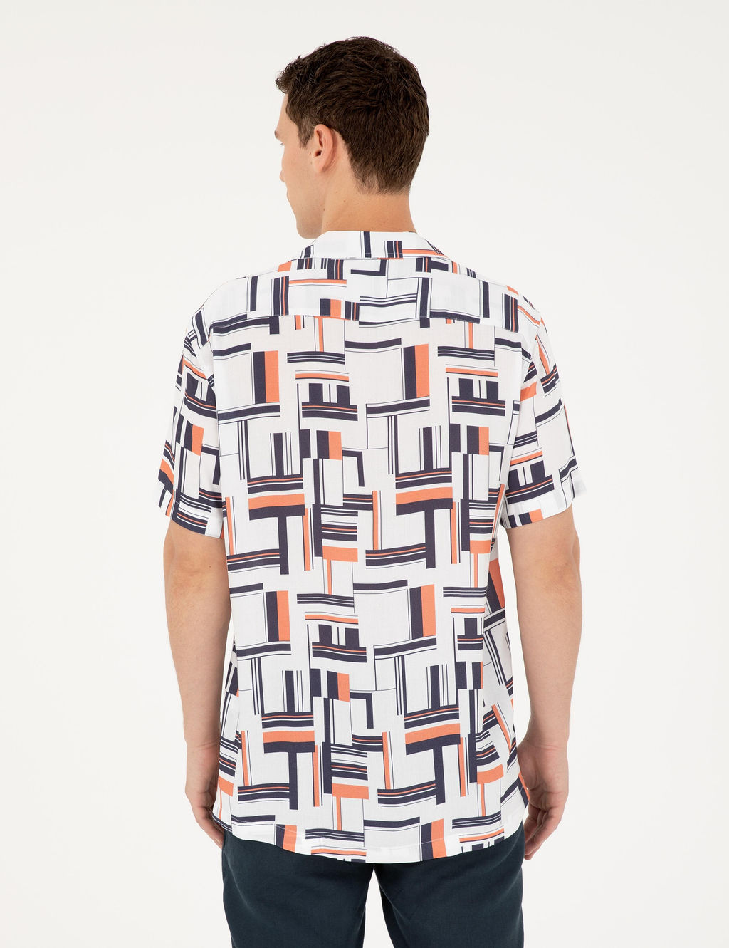 Lacivert Comfort Fit K_sa Kollu G_mlek