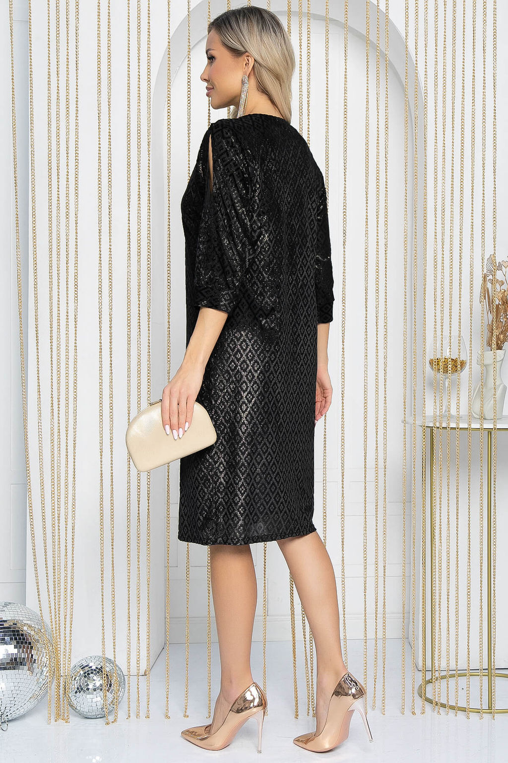 Платье Блестящий вечер (золотисто-черное) П11960 - Lt collection фото 2