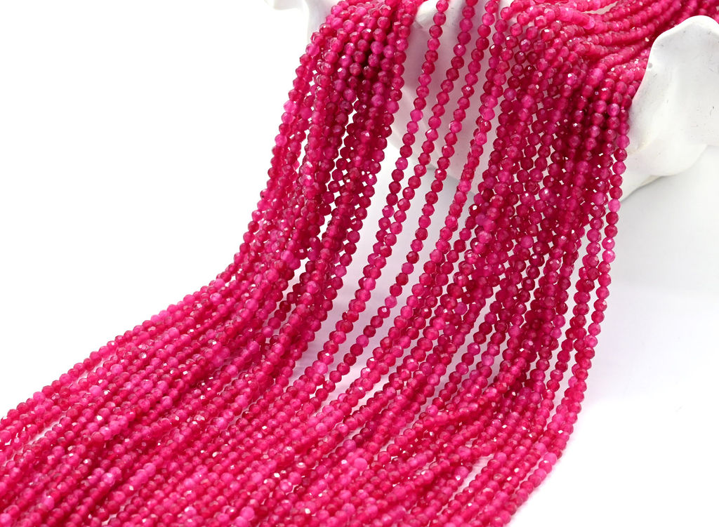 Бусины из турмалина розового шарик граненый 2мм, 38см, 160 бусин Радуга камня