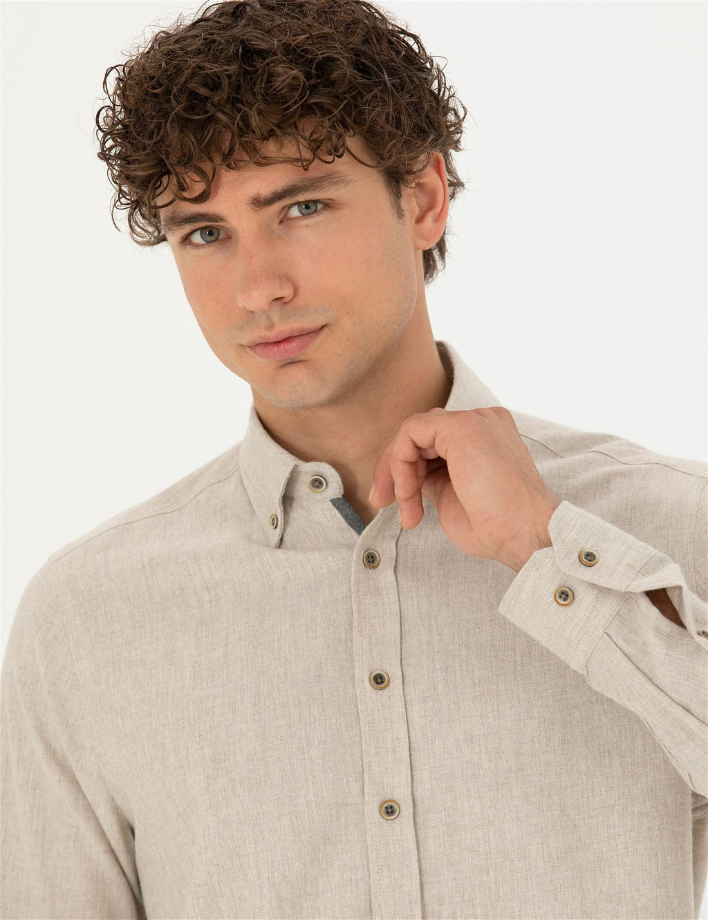 Bej Regular Fit Uzun Kollu G_mlek - Pierre cardin фото 2