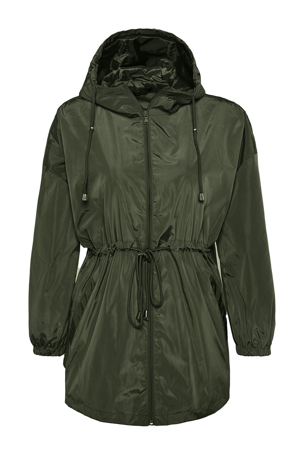 Haki Oversize Kapusonlu Su Gecirmez Yagmurluk Mont TWOAW24MO00160