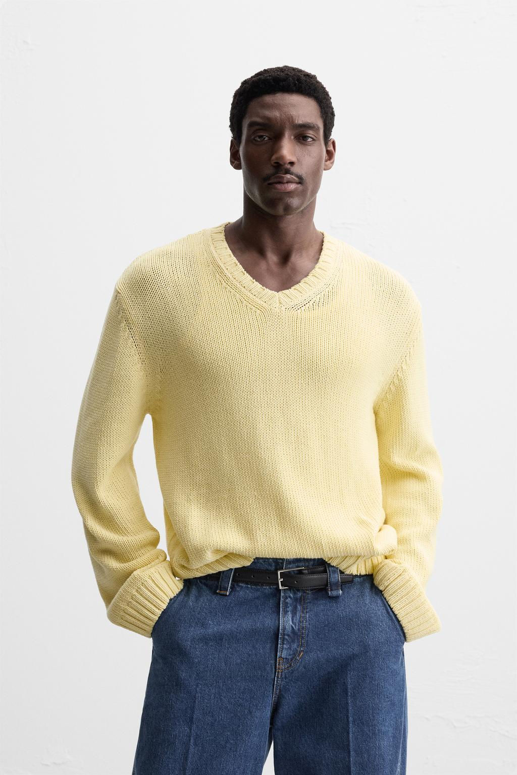 V-NECK SWEATER WITH TEXTURED WEAVE - Zara фото 2