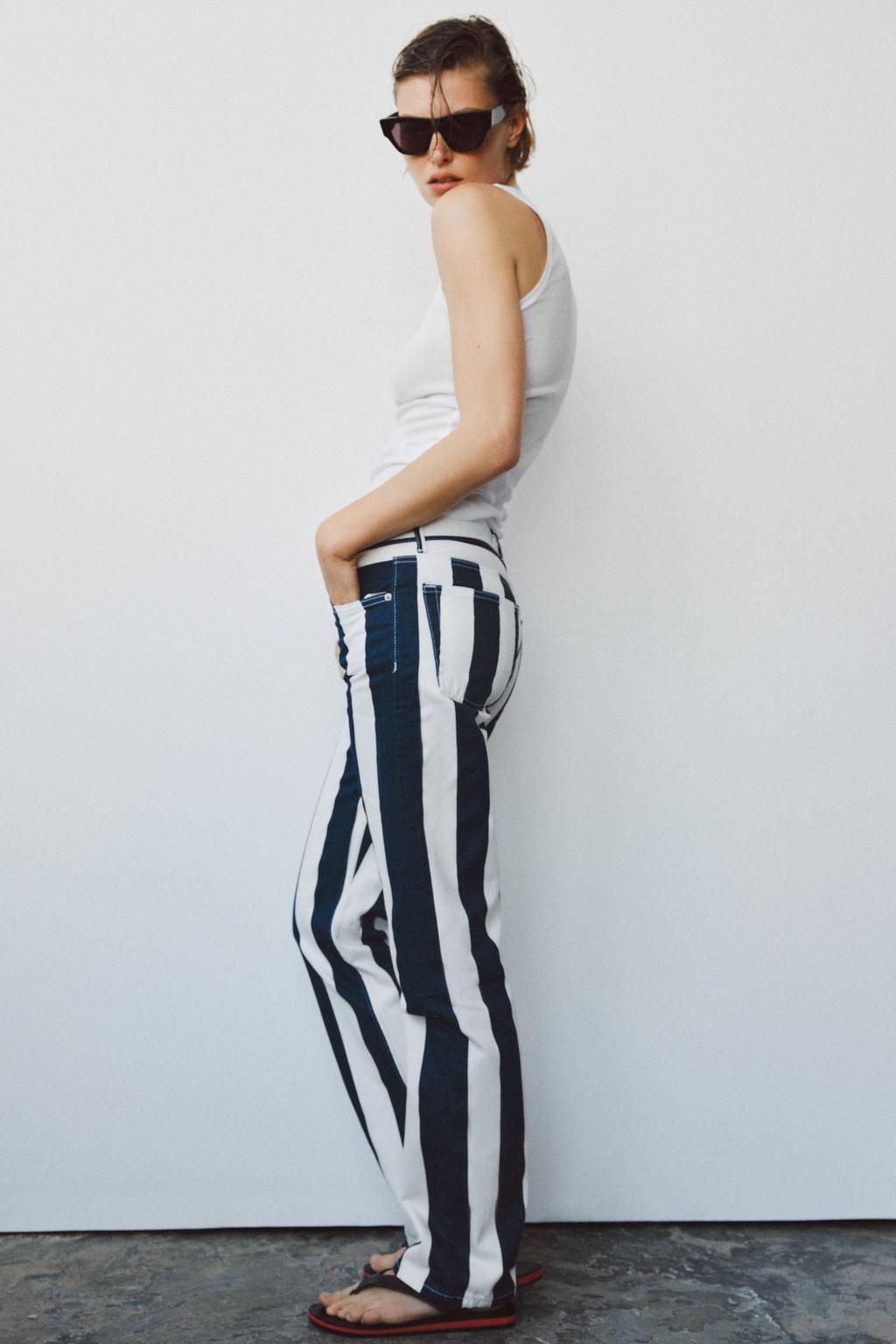 ZW COLLECTION MID-RISE STRIPED STRAIGHT-LEG JEANS - Zara фото 2