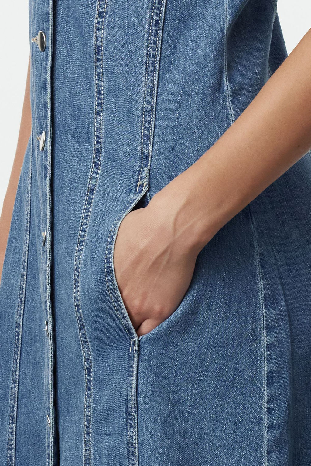 Mavi Dikis Detayl? V Yaka Maxi Denim Elbise TWOAW25EL00088 - Trendyolmilla фото 4