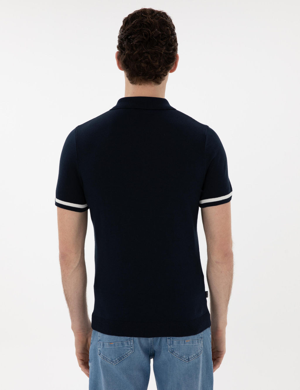 Lacivert Slim Fit Fermuarl_ Polo Yaka Triko Kazak - Pierre cardin фото 5