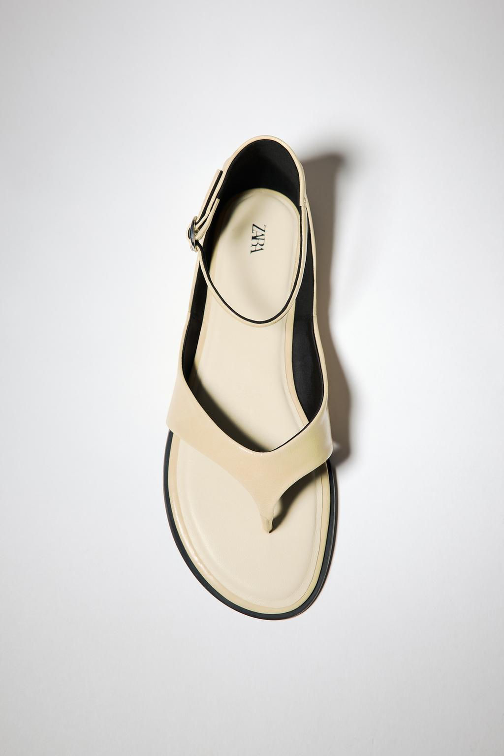 LEATHER TOE POST SANDALS - Zara фото 17
