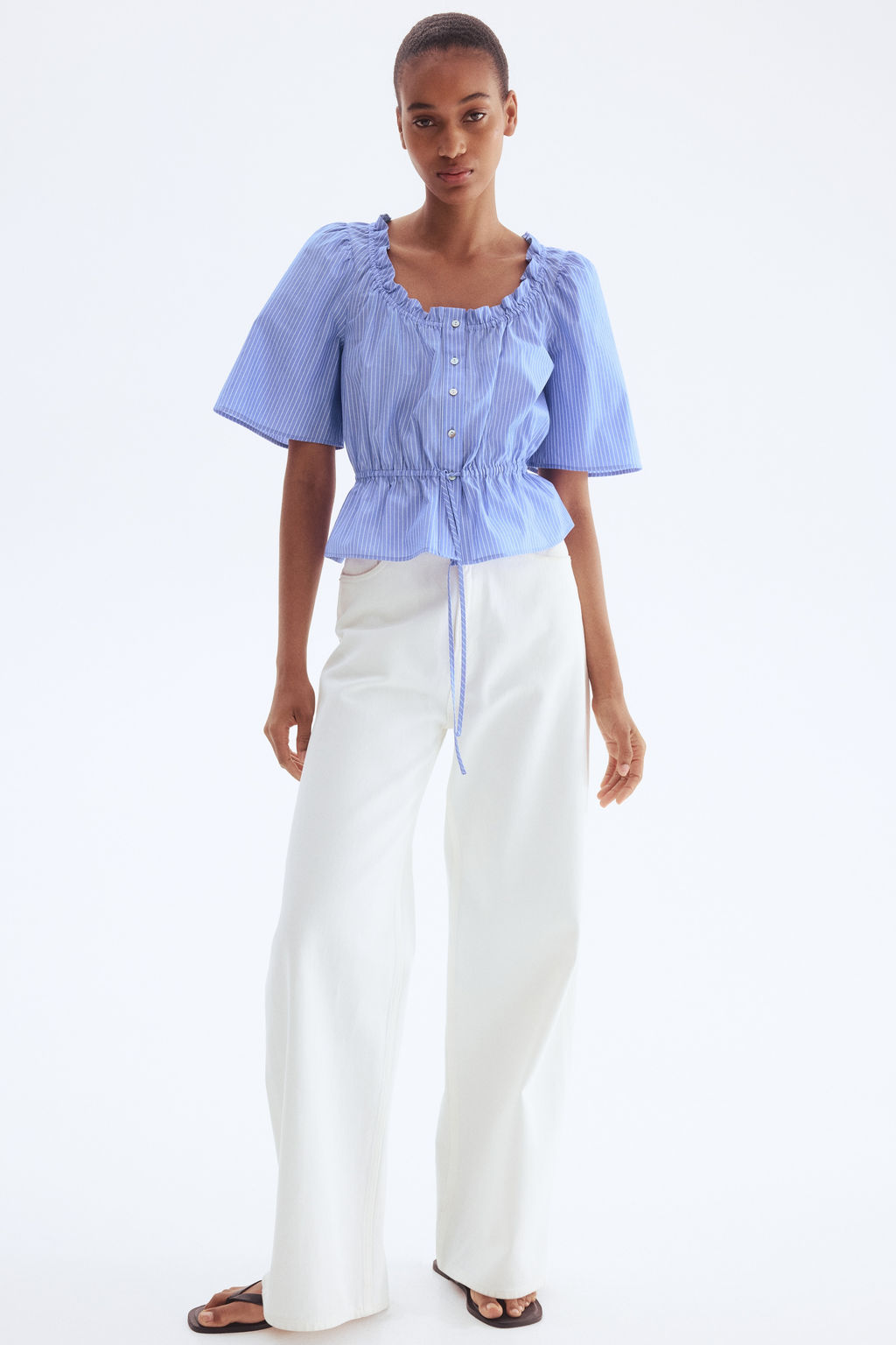 Blusa de algod?n con ribetes de volante - H&m фото 6