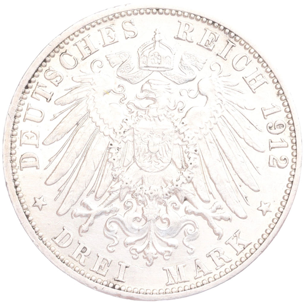 Монета 3 марки 1912 года G Германия (Баден)