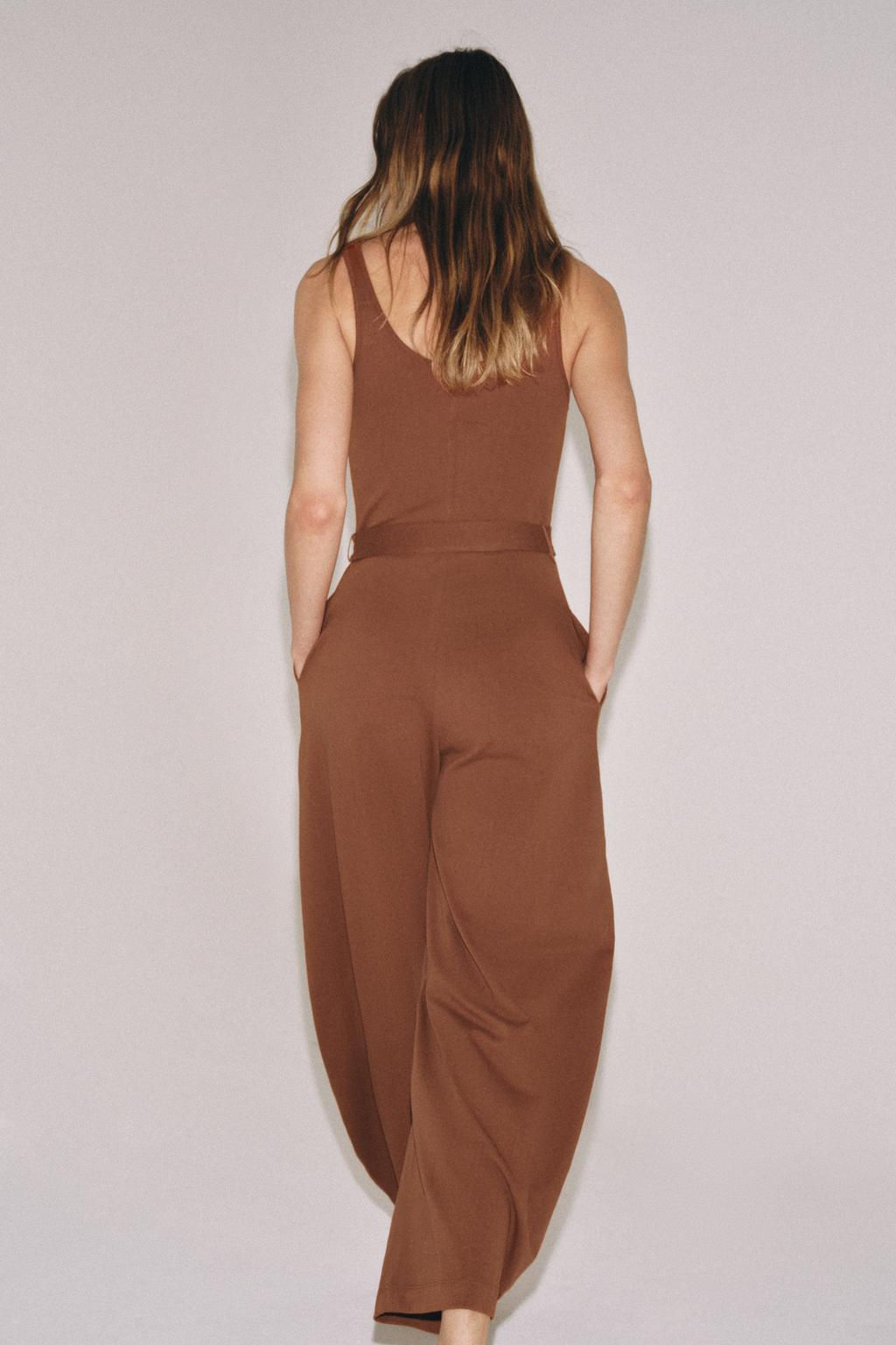 HEAVY COTTON JUMPSUIT WITH BELT - Zara фото 3