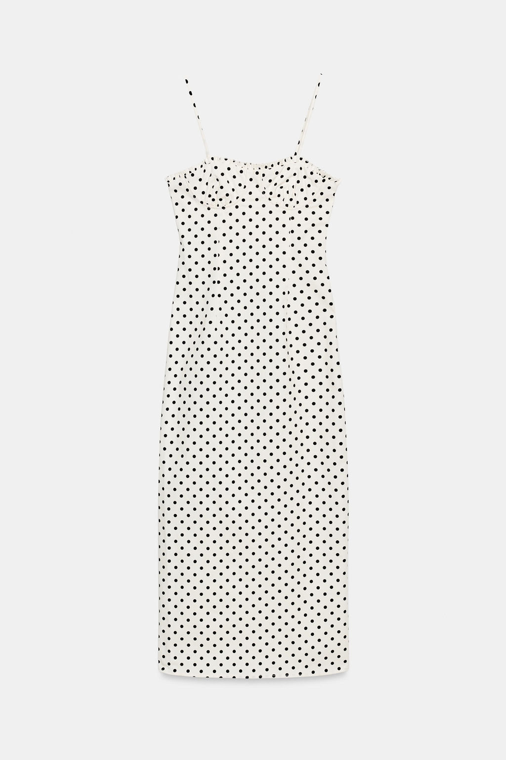 VESTIDO MIDI CORSETERO LUNARES / Blanco / Negro - Zara фото 6