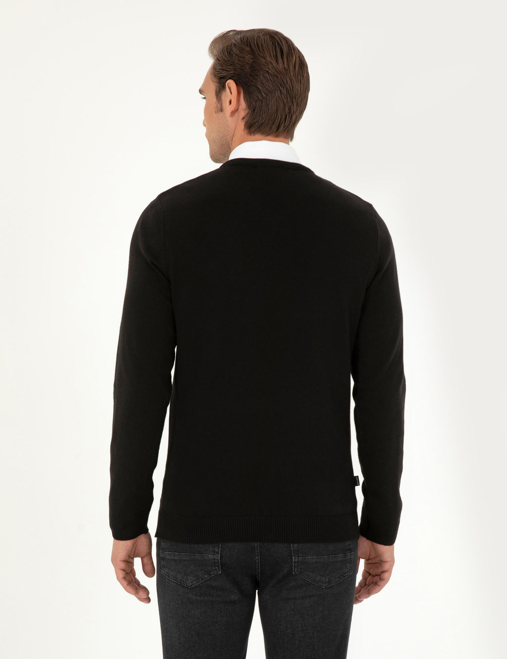 Siyah Slim Fit V Yaka Basic Triko Kazak - Pierre cardin фото 5