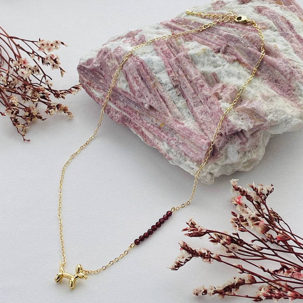 Колье на цепочке с Гранатом (Пироп) 46 см +