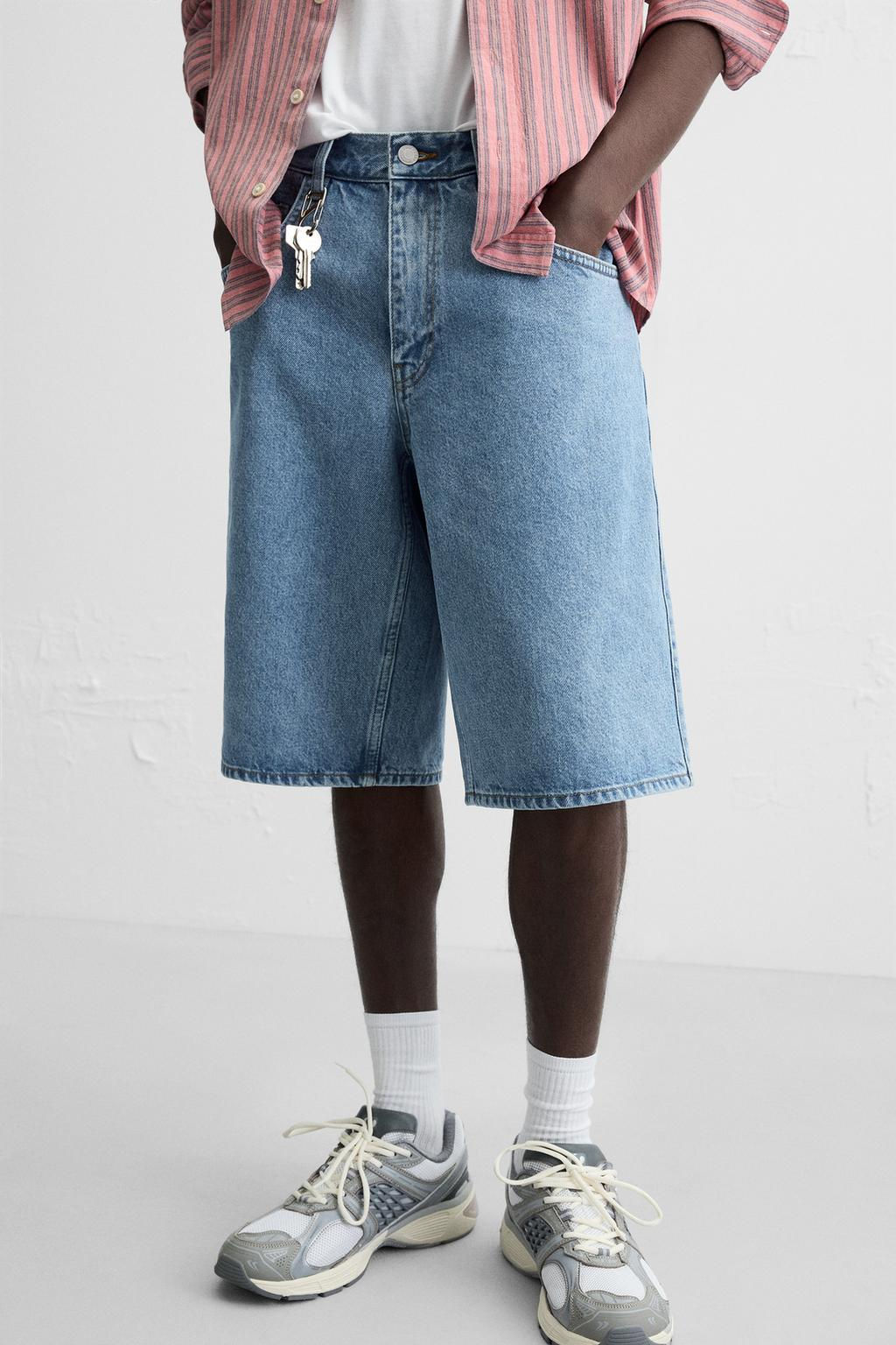 CLASSIC BAGGY FIT DENIM BERMUDA SHORTS - Zara фото 5