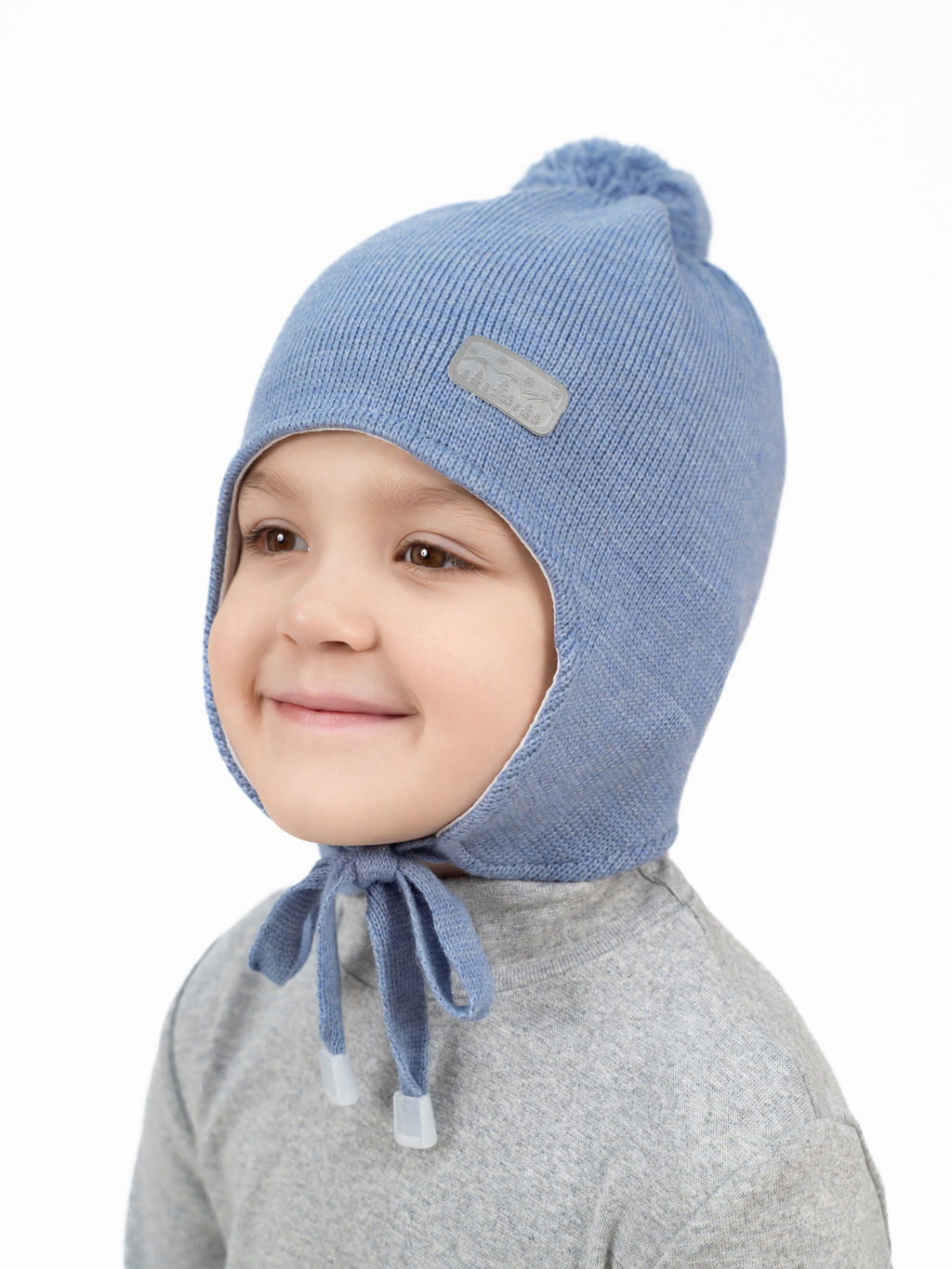 Шапка вязаная голубая Ш-108 (48-50)