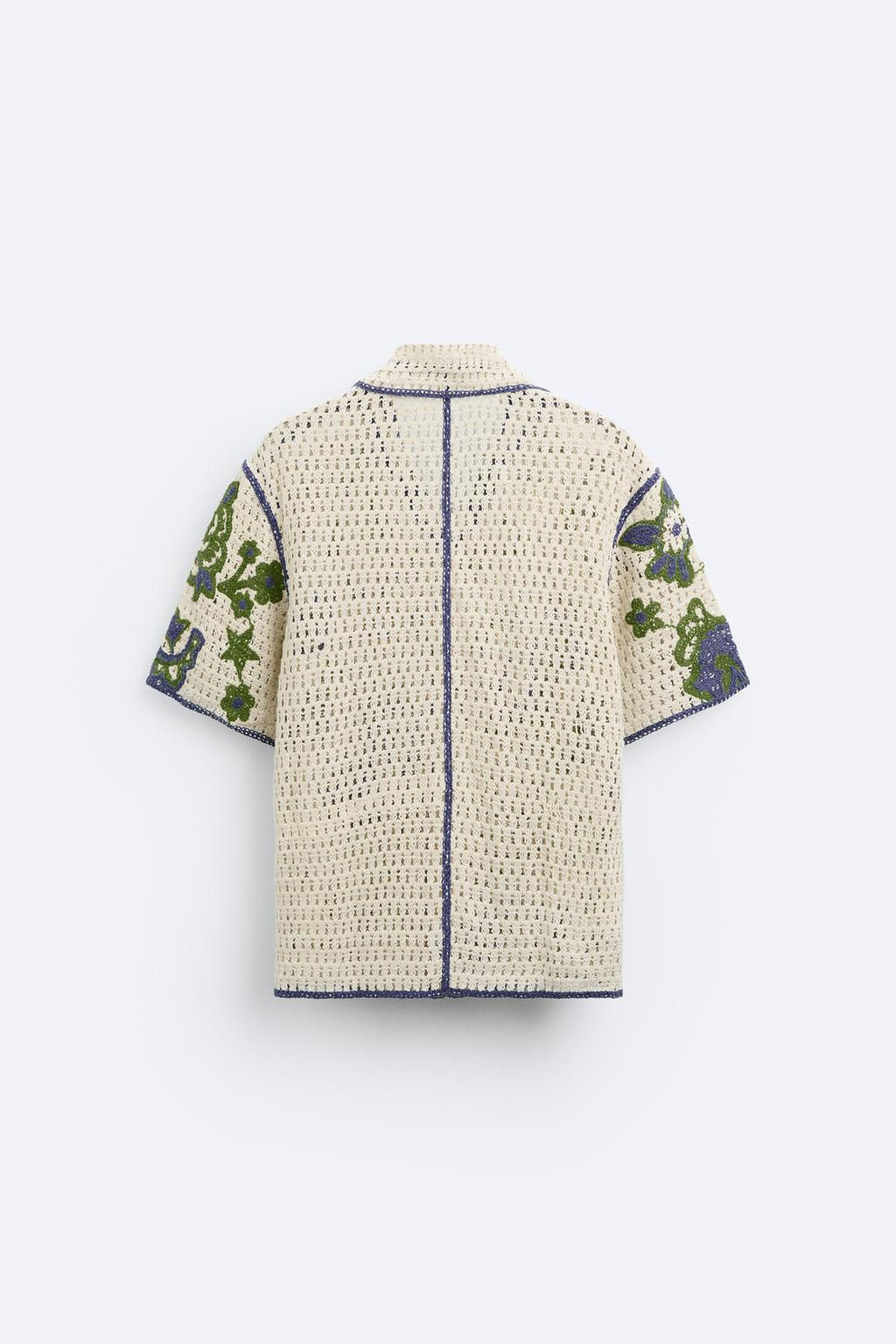 CROCHET SHIRT WITH CONTRAST EMBROIDERY - Zara фото 8