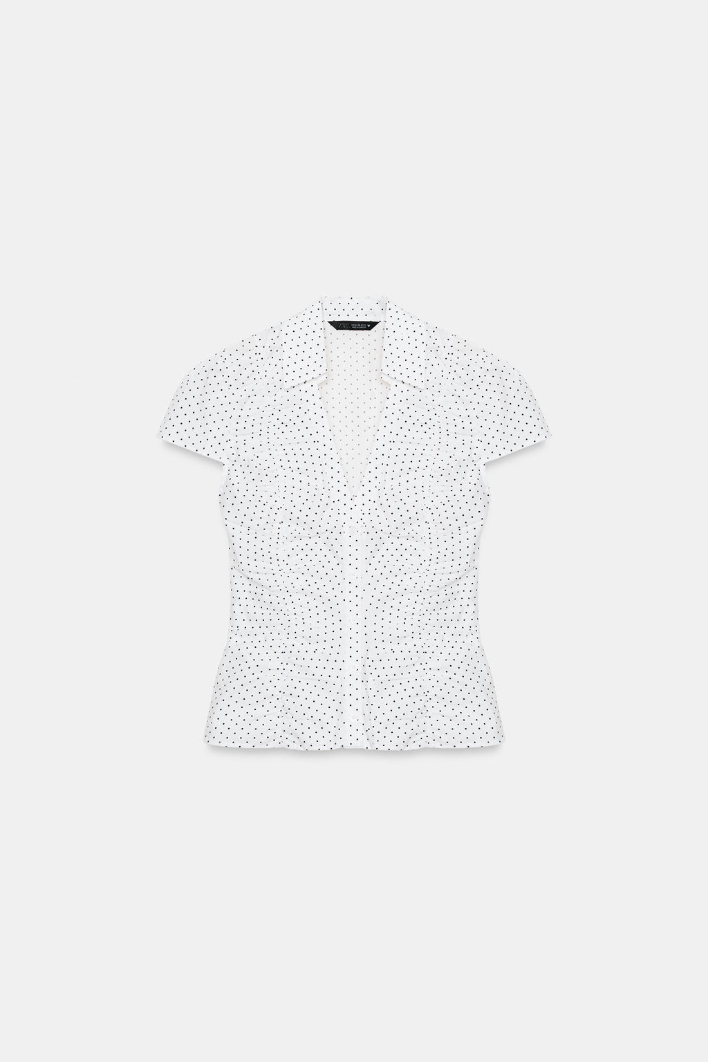 TOP POPEL?N FRUNCES / Blanco / Negro - Zara фото 6