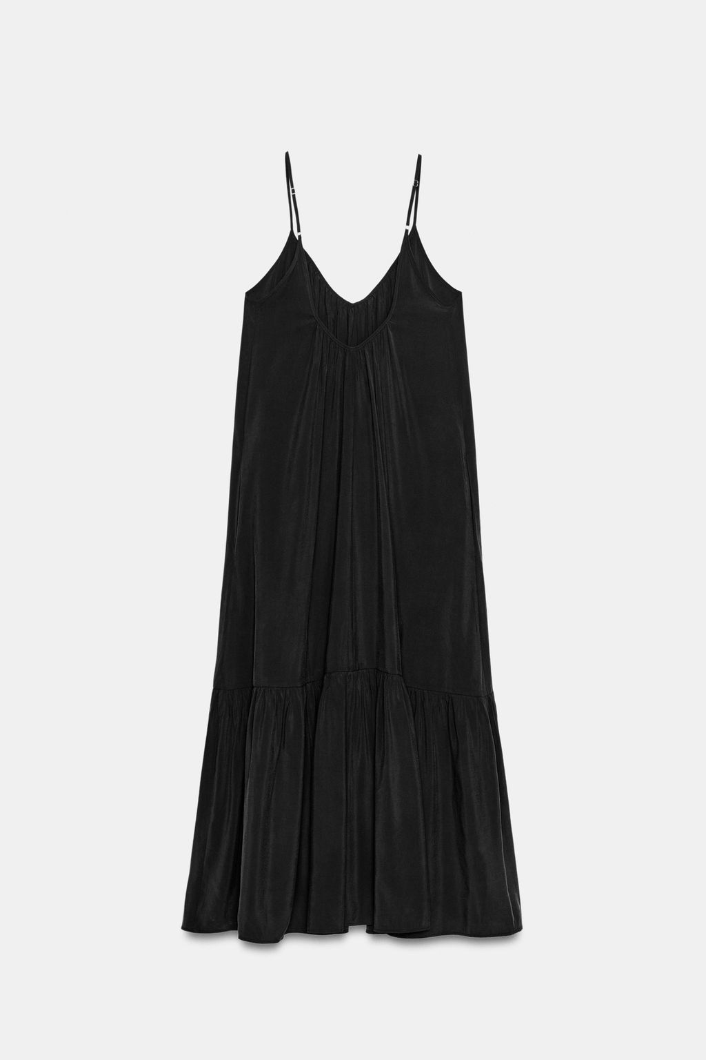 VESTIDO MIDI FLUIDO VOLANTE / Negro - Zara фото 4
