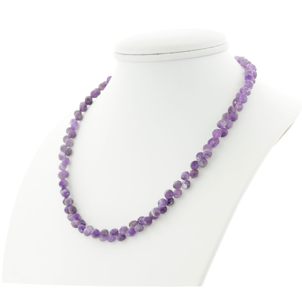 Аметист (Бразилия), 6мм капли гранёные, "Капель" бусы 47см