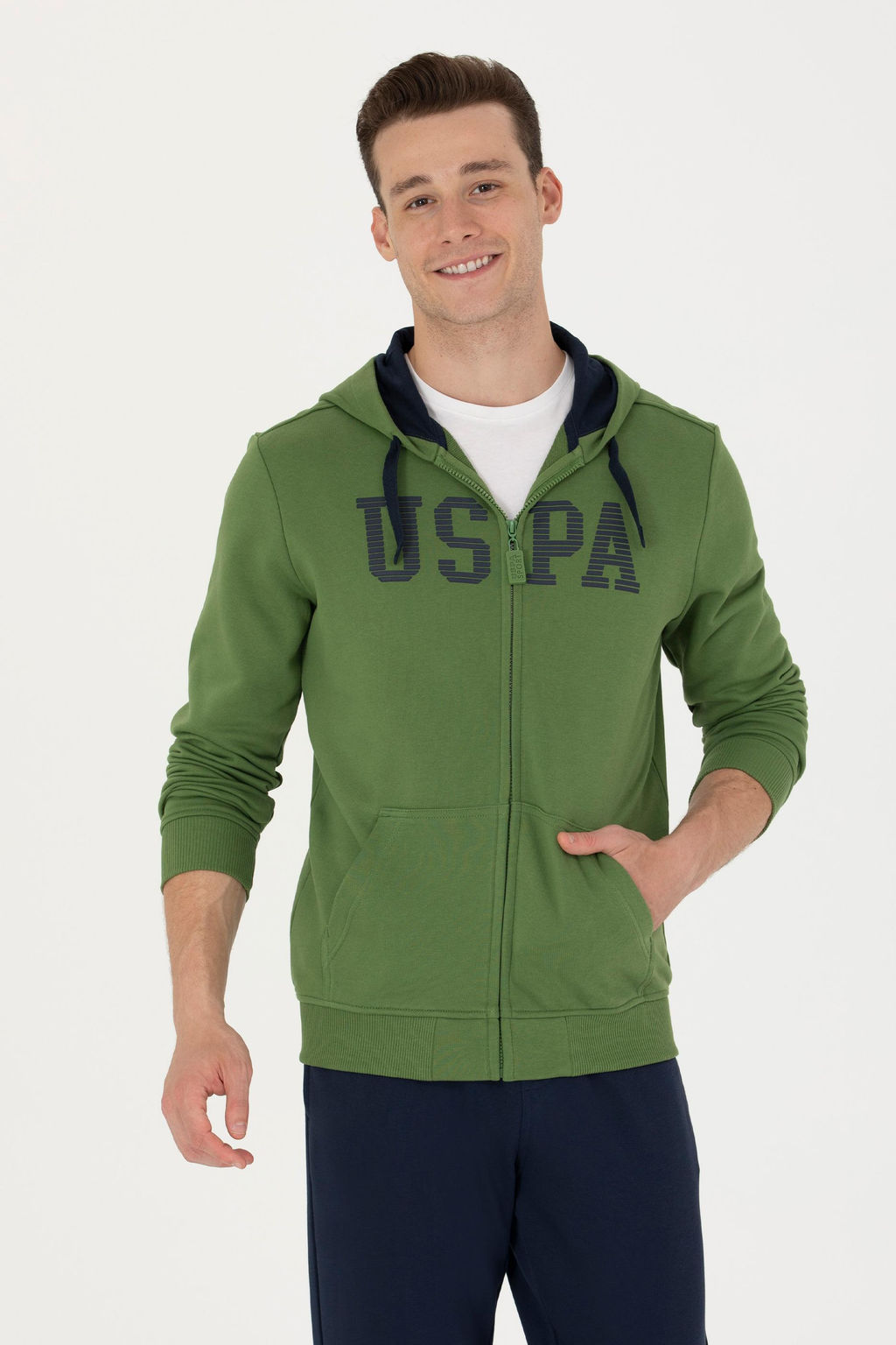 U. S. Polo Assn Мужской зеленый вязаный кардиган с капюшоном - U.s. polo assn фото 17