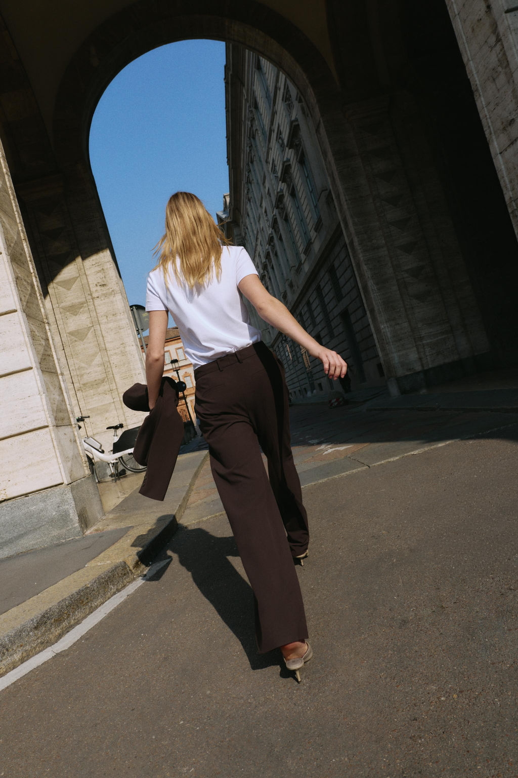 STRAIGHT-LEG DARTED TROUSERS
