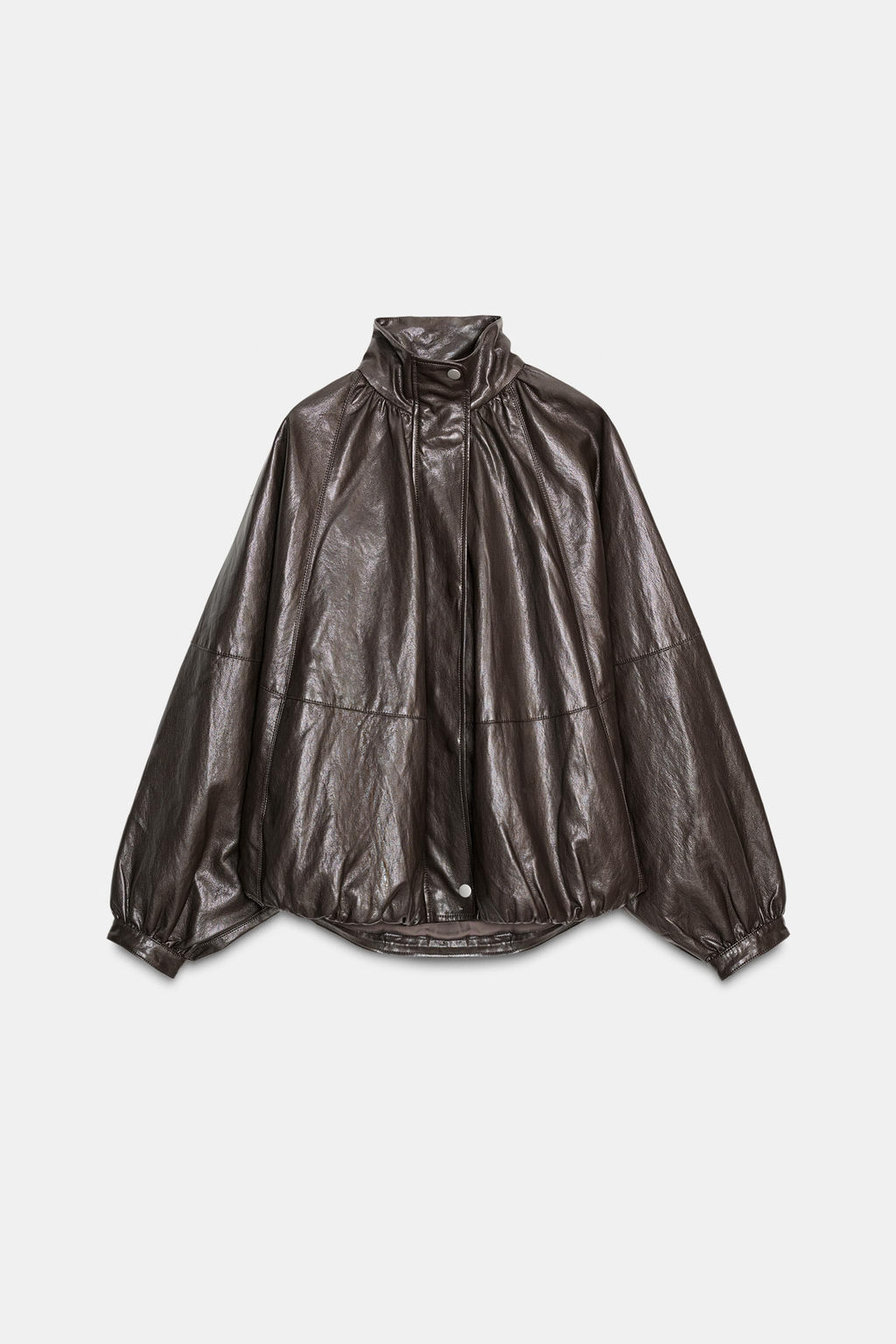 ZW COLLECTION LEATHER EFFECT BOMBER JACKET - Zara фото 24