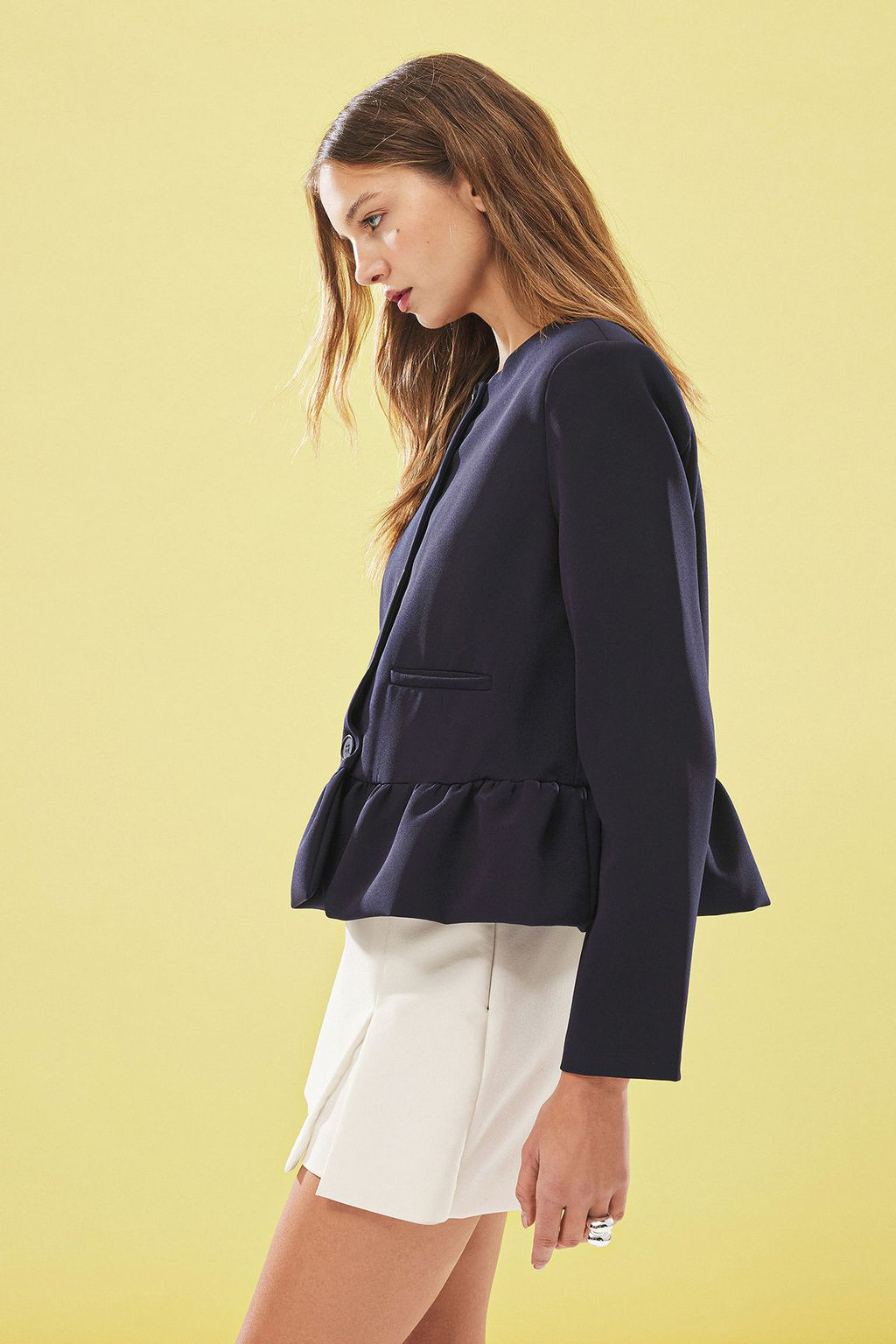 TRENDYOLMILLA Lacivert Balon Detayl? Bisiklet Yaka Dokuma Blazer Ceket TWOSS25BC00023  фото 2