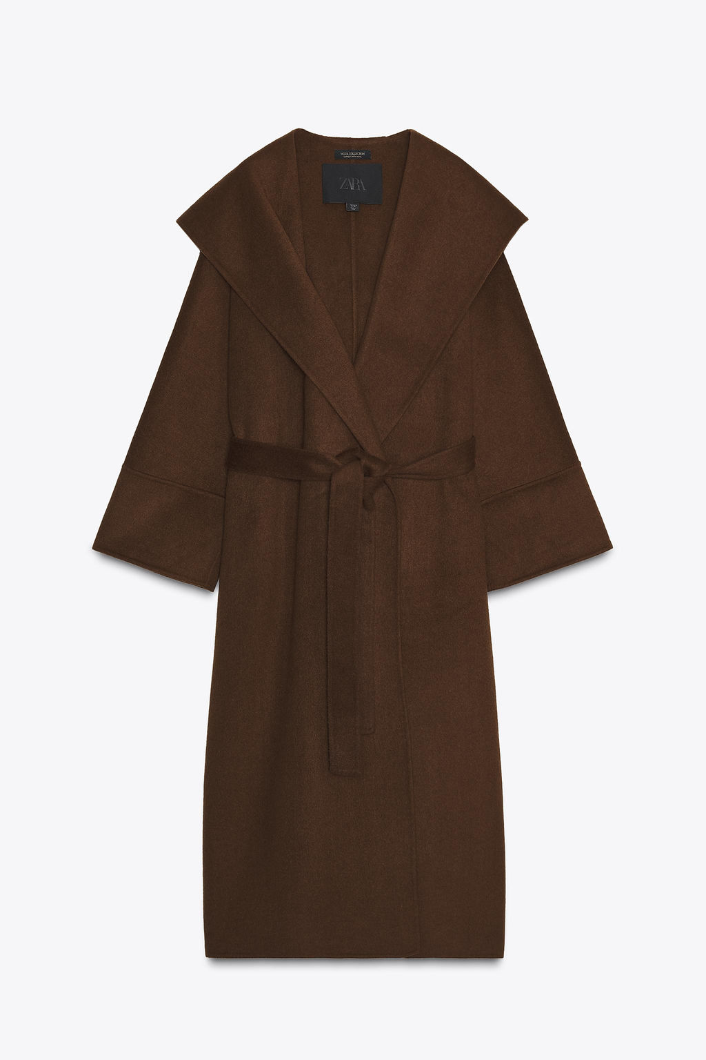 LONG BELTED COAT WITH WOOL ZW COLLECTION LIMITED EDITION