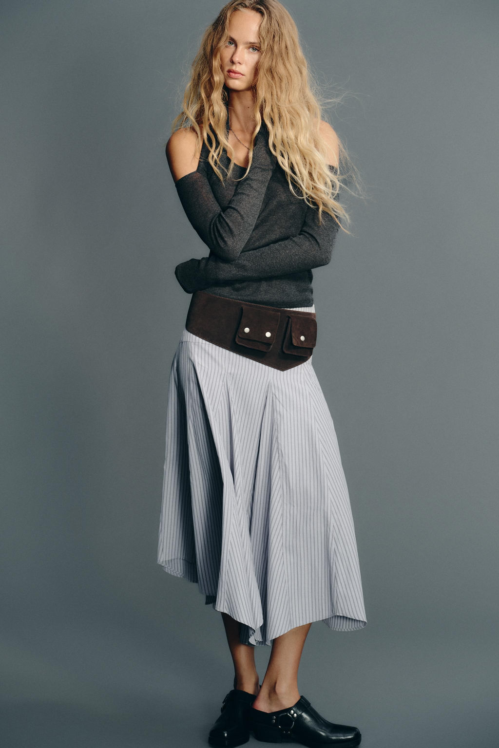 STRIPED MIDI SKIRT - Zara фото 8