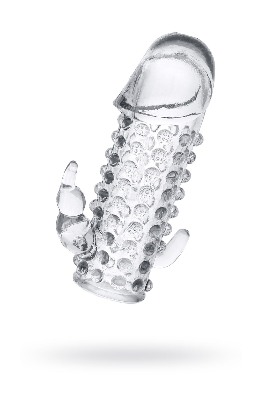 Насадка на пенис с дополнительной стимуляцией TOYFA Basic, TPE, прозрачный, 13 см