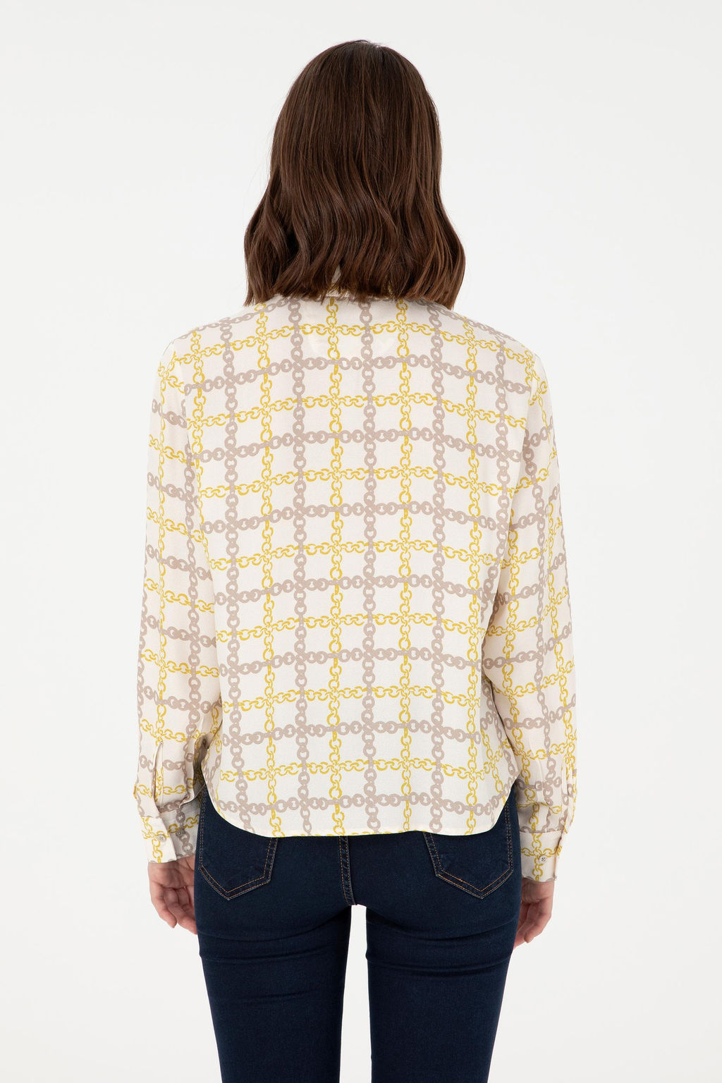 Женская кремовая рубашка с длинным рукавом - U.s. polo assn фото 5