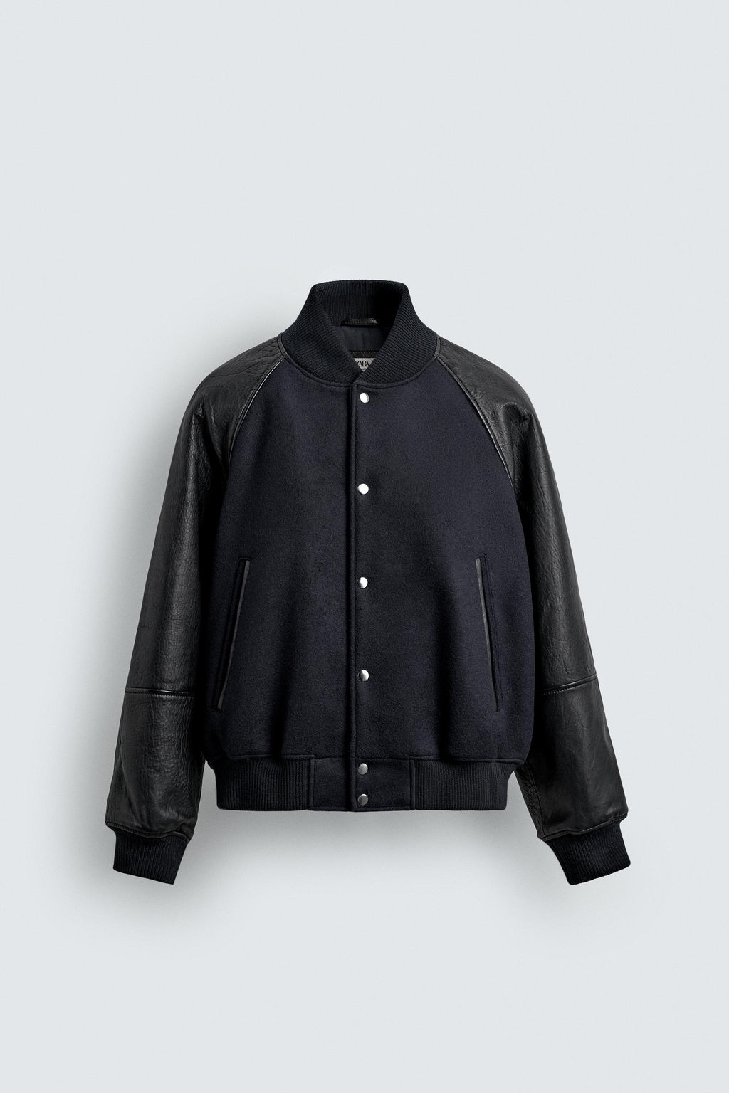 LIMITED EDITION CONTRAST LEATHER BOMBER JACKET - Zara фото 7