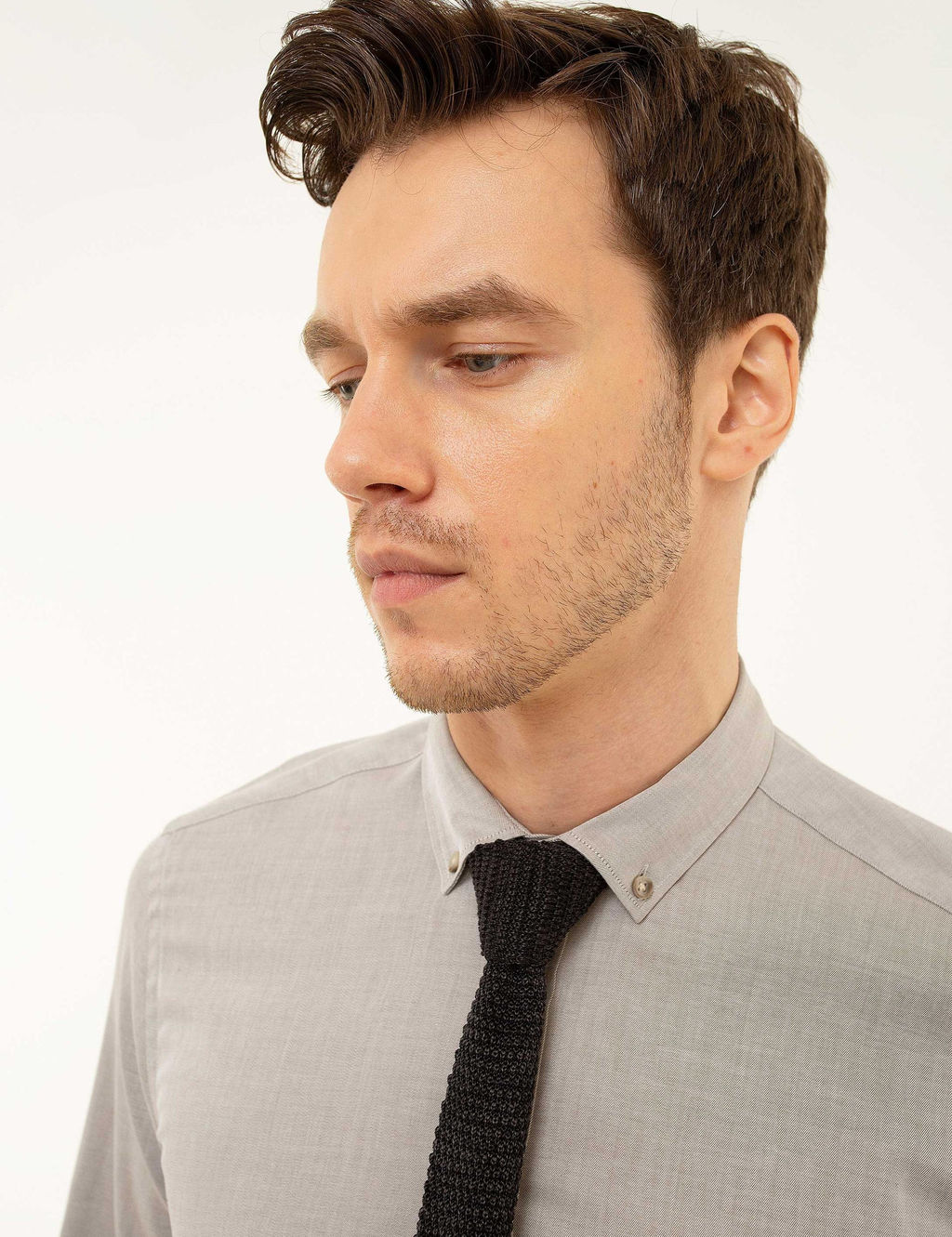 Светло-коричневая приталенная рубашка с длинным рукавом - Cacharel фото 2