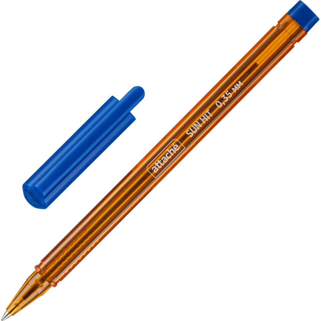 Ручка шариковая неавтомат. Attache Sun Hit,3гран,масл,син,0,35,оранж,Россия  фото 2