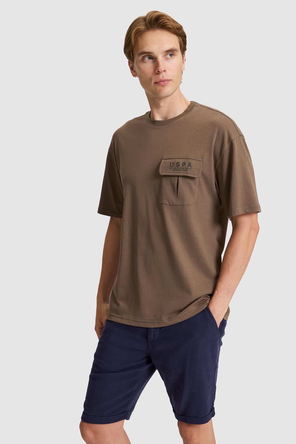Erkek Kahverengi Comfort Fit Bisiklet Yaka Ti__rt