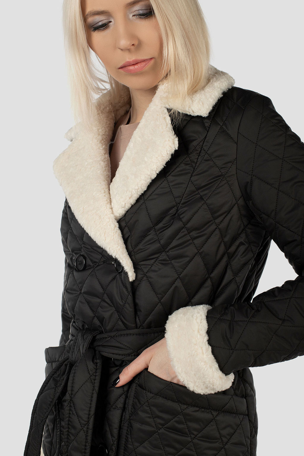 05-2138 Куртка женская зимняя (пояс) - El podio фото 9