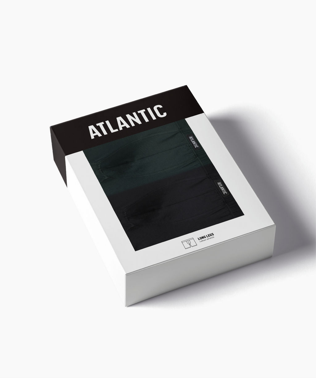 ATLANTIC 2MH-173 Трусы шорты Solid Long - набор 2 шт. черный + изумрудный  фото 6