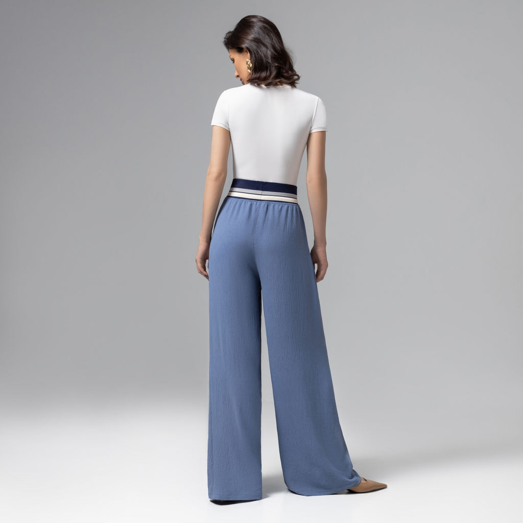 Брюки с высокой посадкой, Красота в движении (deep blue) - Charutti фото 5
