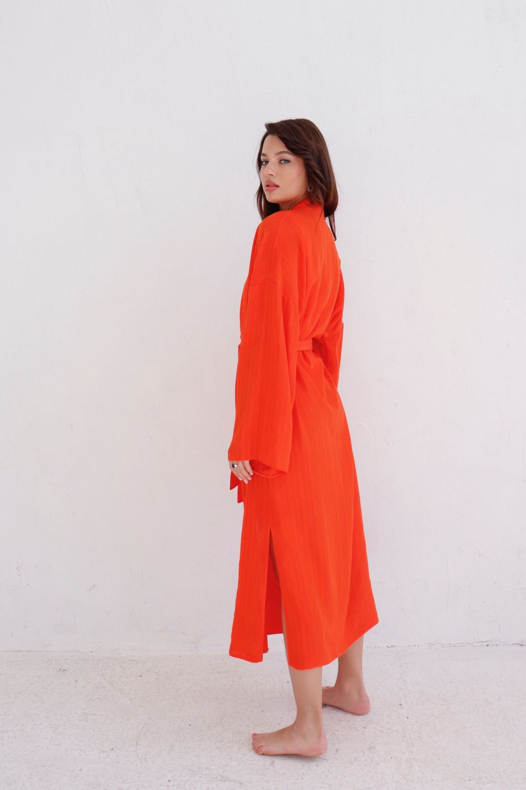 9463 Кимоно длинное красно-оранжевое - Martichelli фото 15