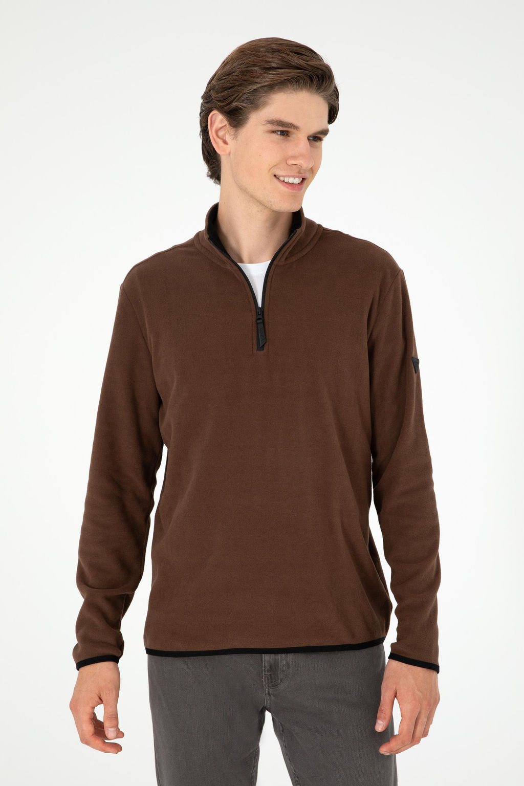 Мужской коричневый базовый свитшот - U.s. polo assn фото 3