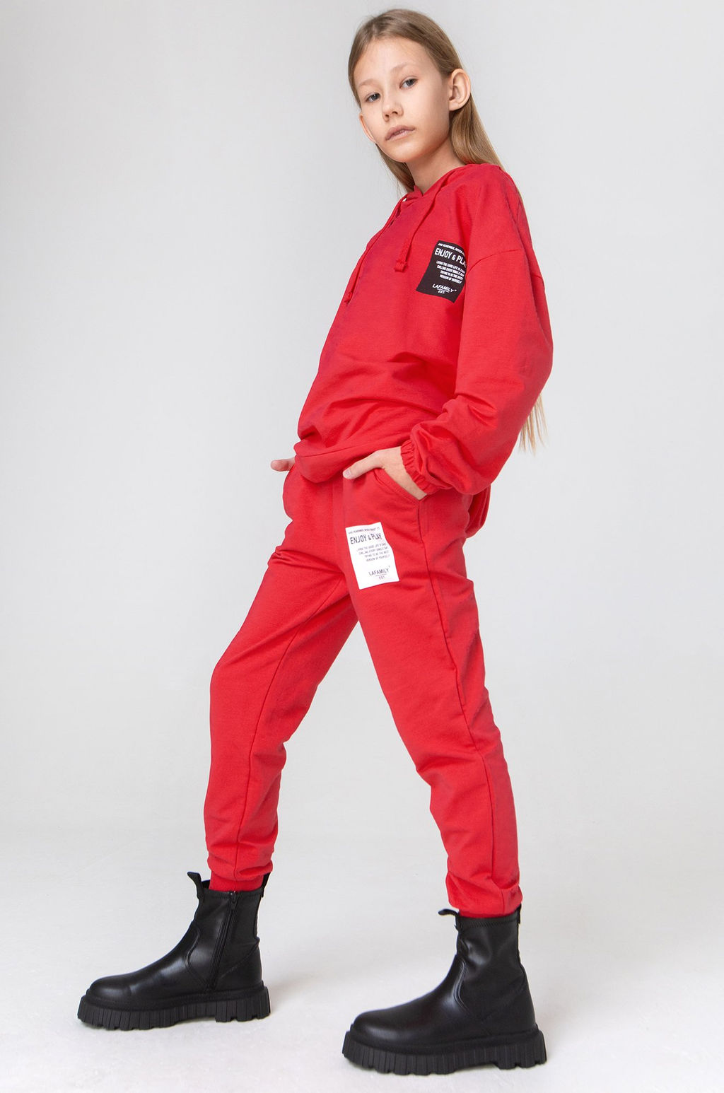 Хлопковый костюм для девочки из футера Bonito  фото 6