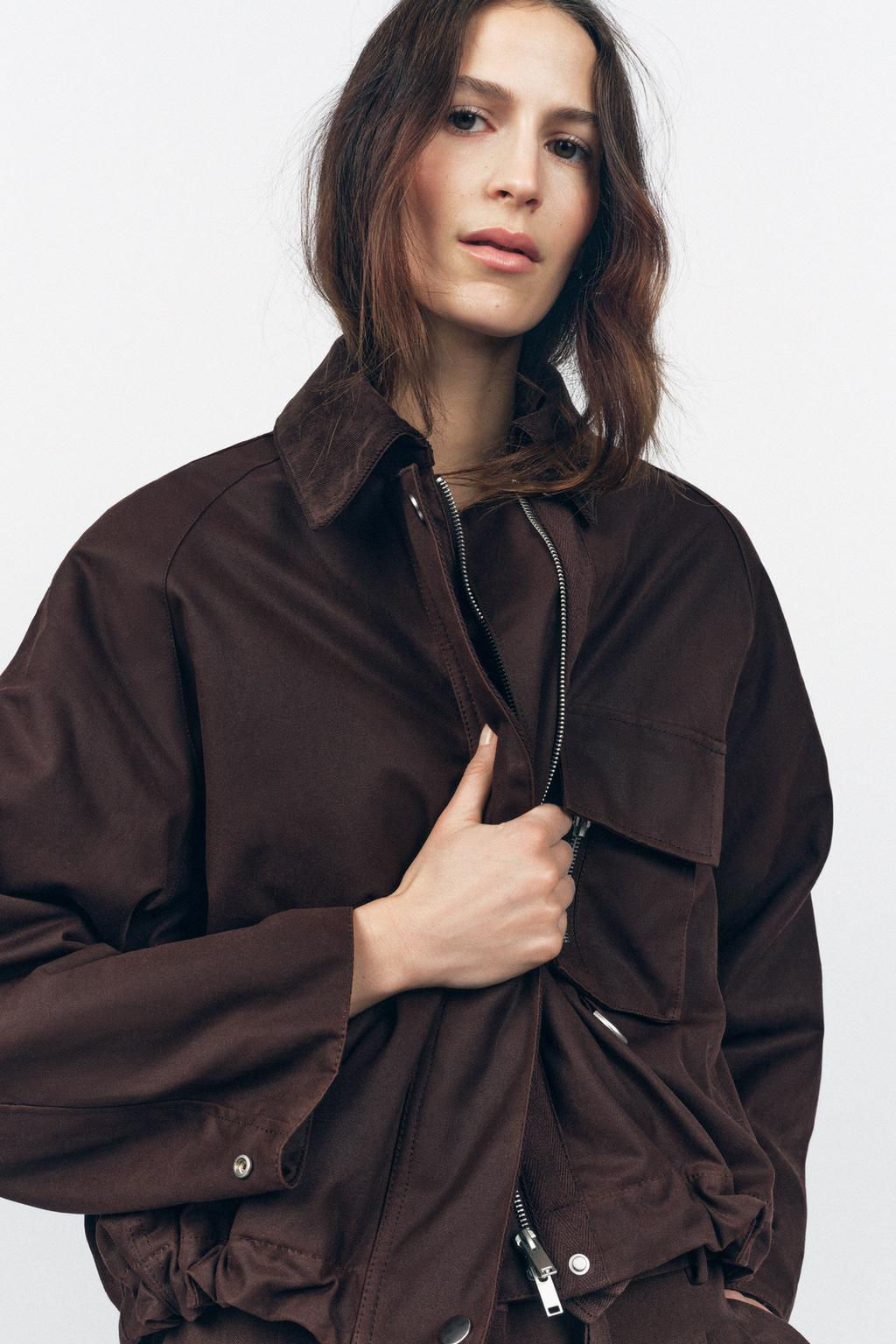 WAXED JACKET WITH CORDUROY COLLAR ZW COLLECTION - Zara фото 4