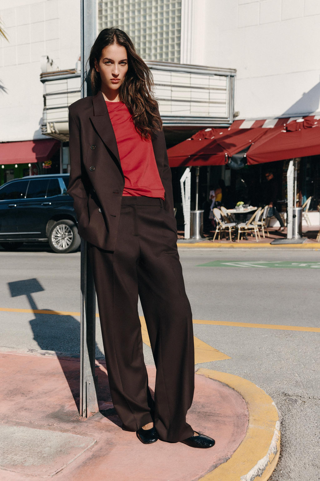 DOUBLE-BREASTED BLAZER WITH SHOULDER PADS