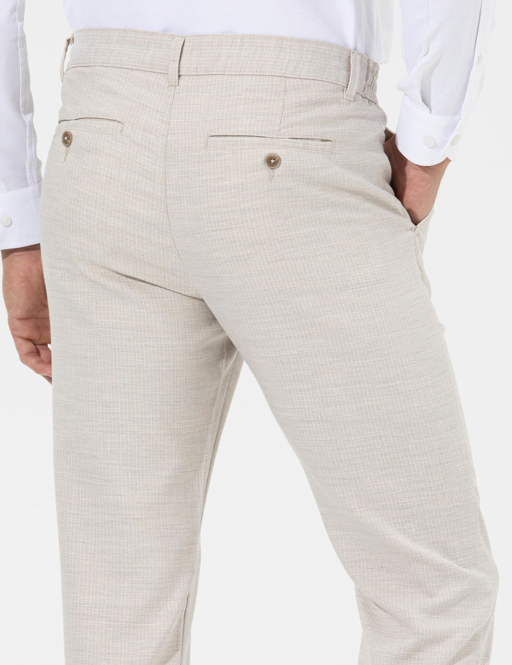 Bej Slim Fit Beli Lastikli Kanvas Pantolon - Pierre cardin фото 10