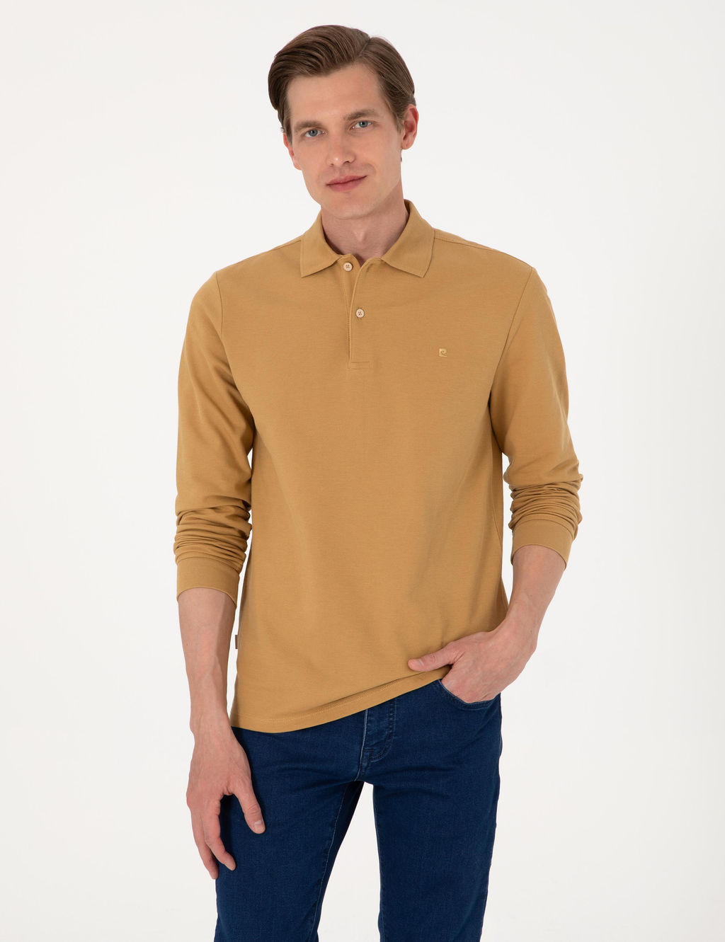 Camel Slim Fit K_vr_lmaz Polo Yaka Basic Pike Sweatshirt