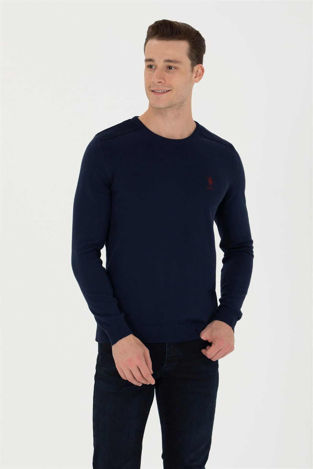 U. S. Polo Assn / Мужской темно-синий базовый свитер - U.s. polo assn фото 8