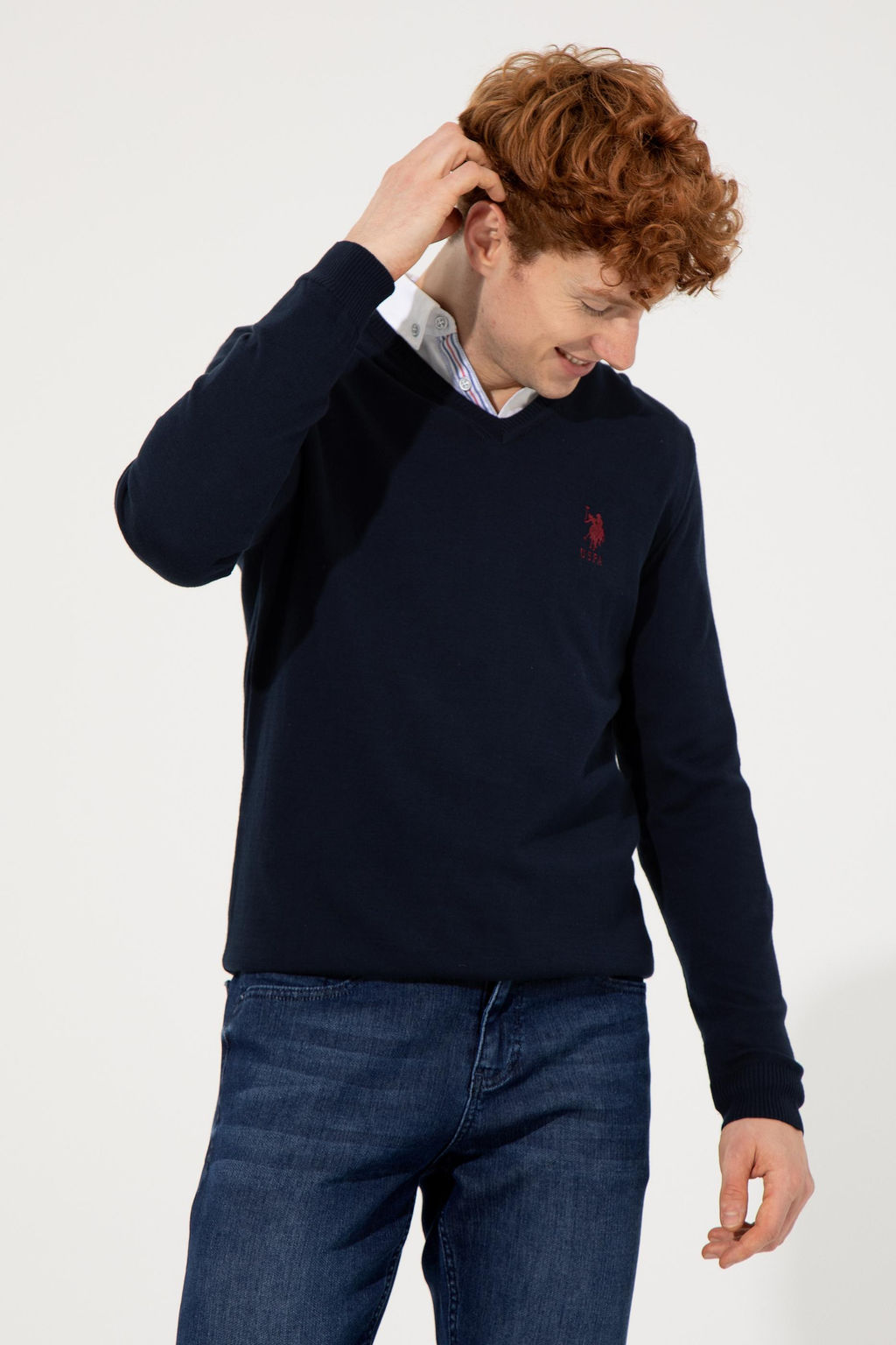 Свитер мужской U.S. Polo Assn хлопок темно-синий  фото 7