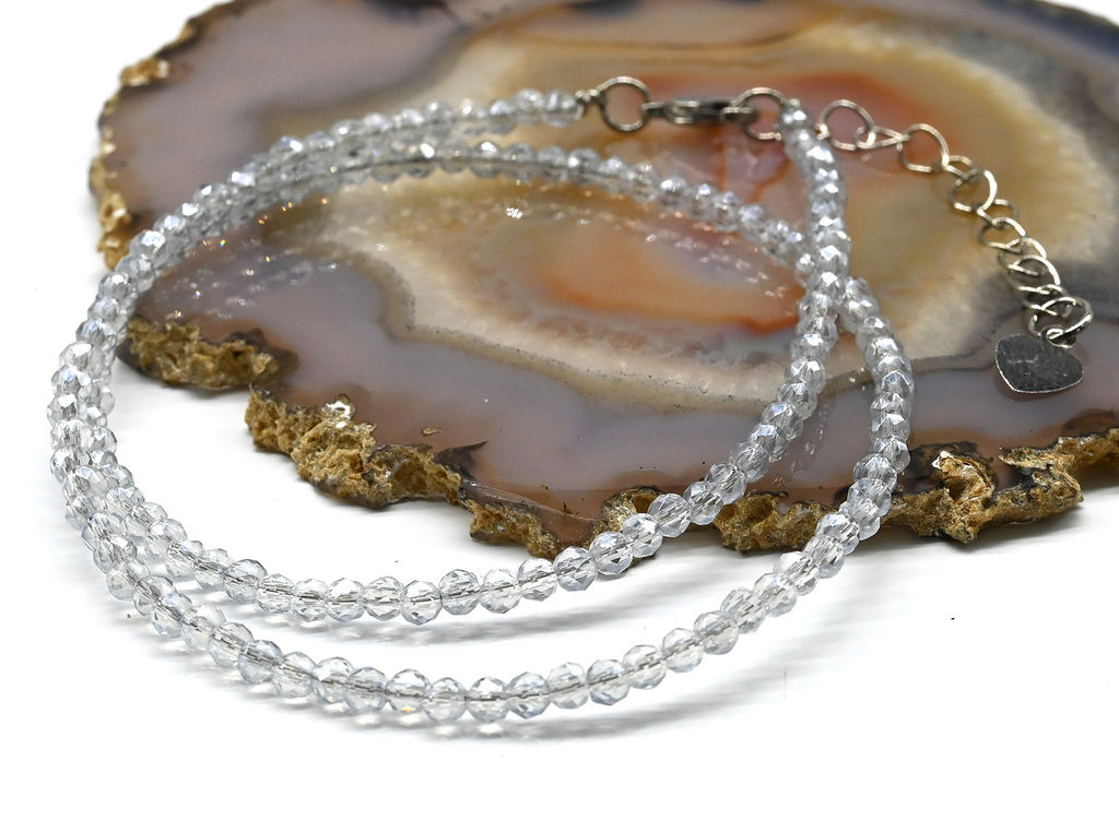 Чокер из циркона шарик гр.3мм цв.хрусталь хамелеон, 39см