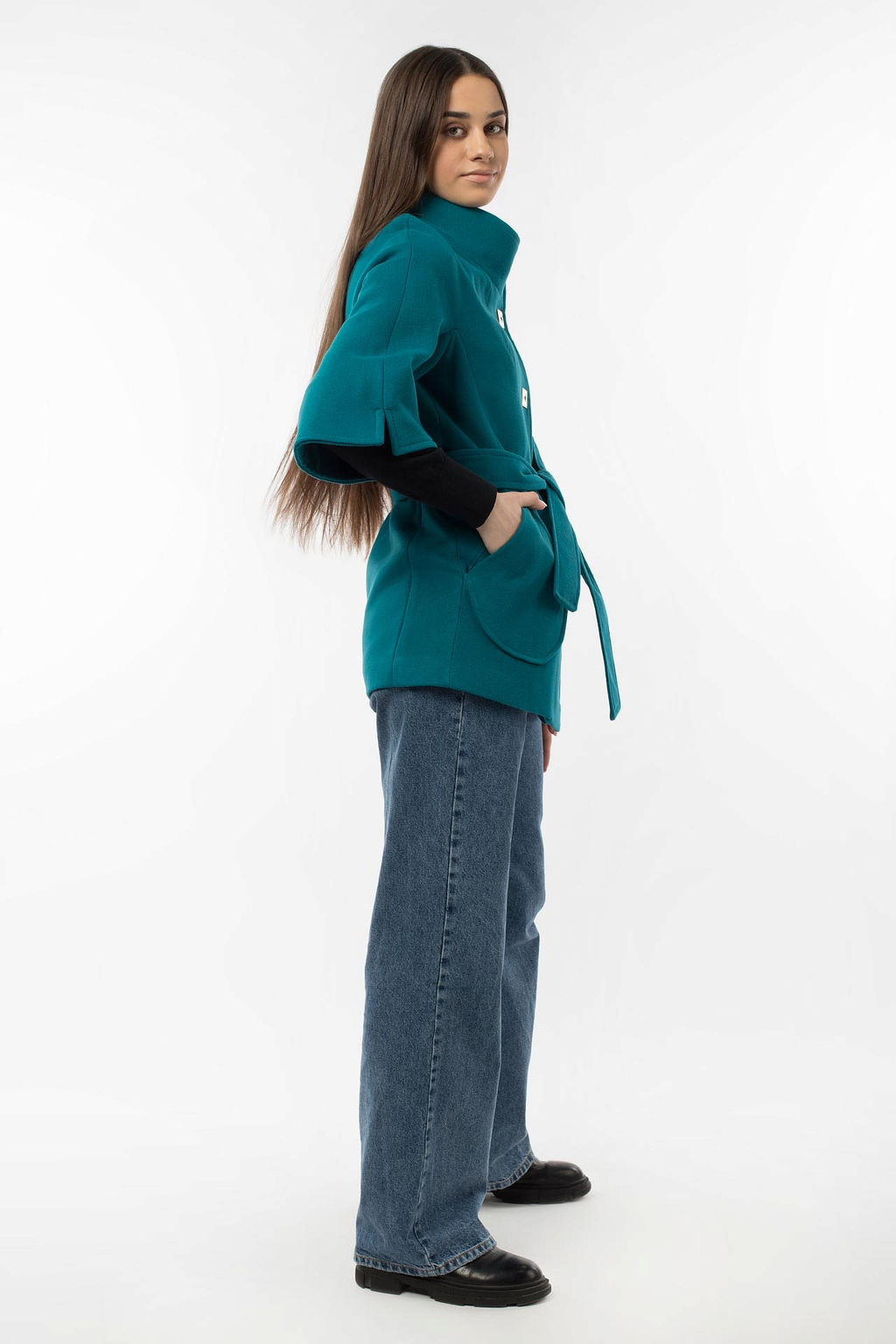 01-05664 Пальто женское демисезонное (пояс) - El podio фото 3