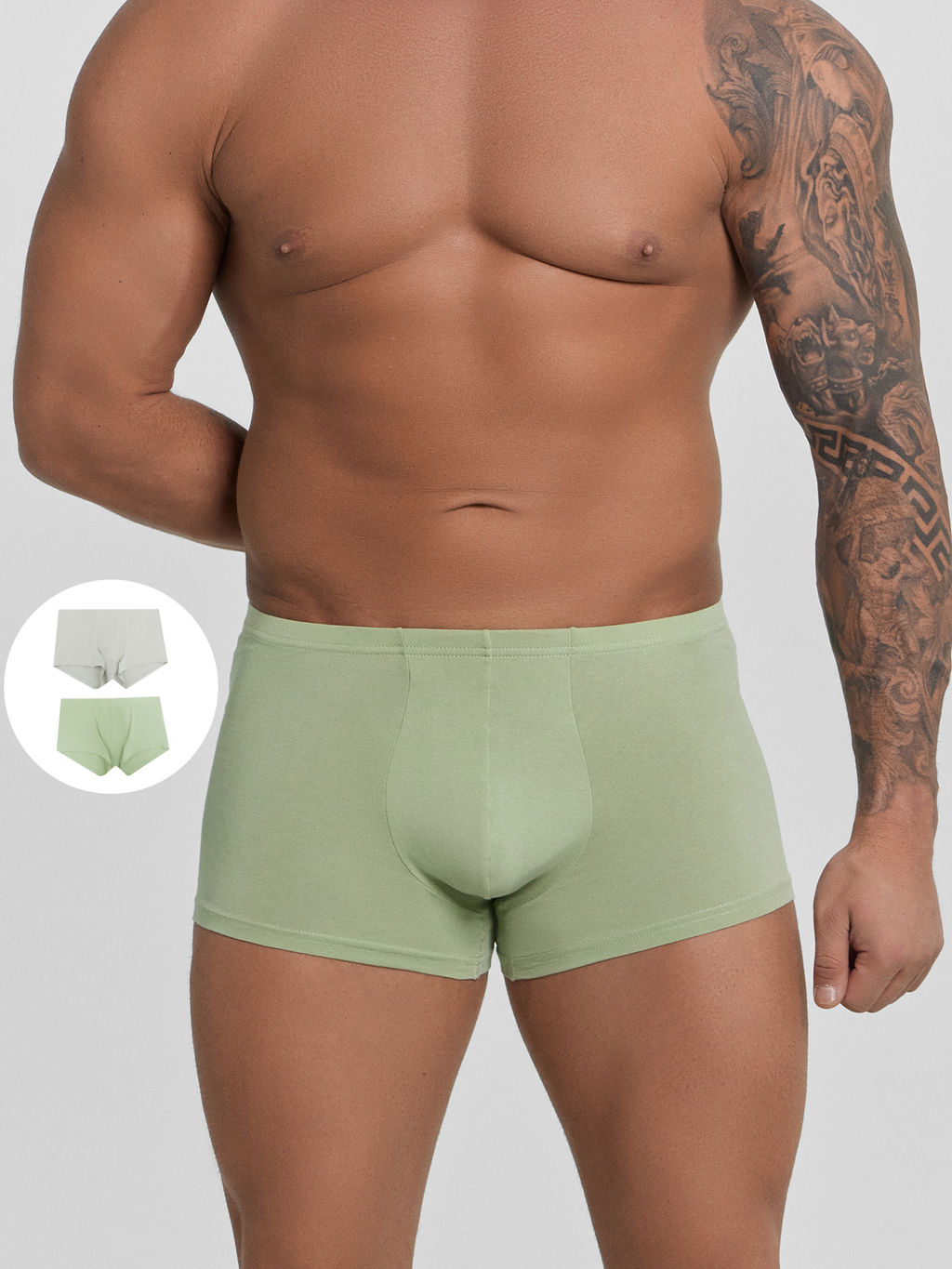 Трусы боксеры мужские в наборе, 2 шт пыльная оливка +сталь 411122-2