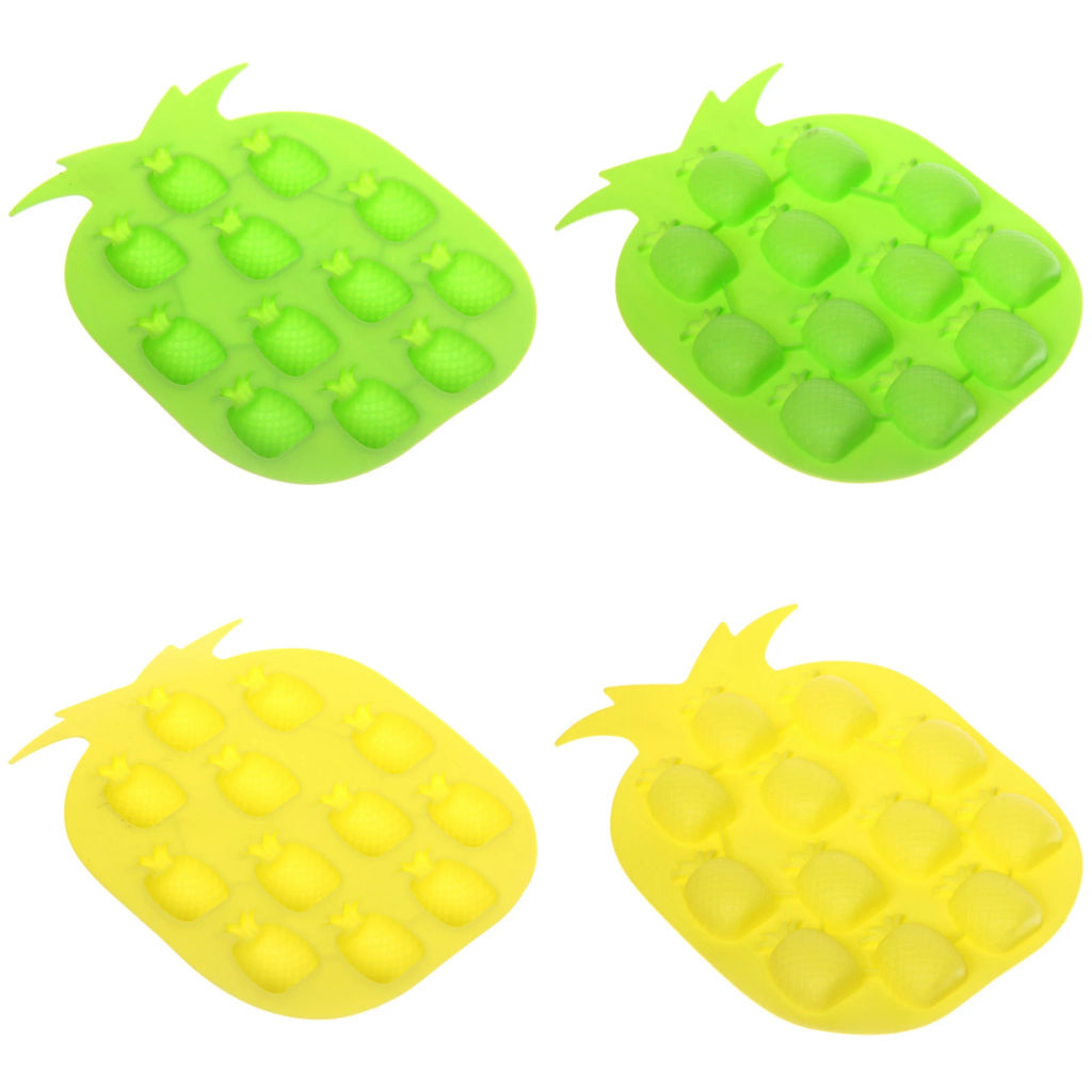 Цена за 5 шт. Форма для льда силиконовая "Ананас" 19*14см, цвета микс